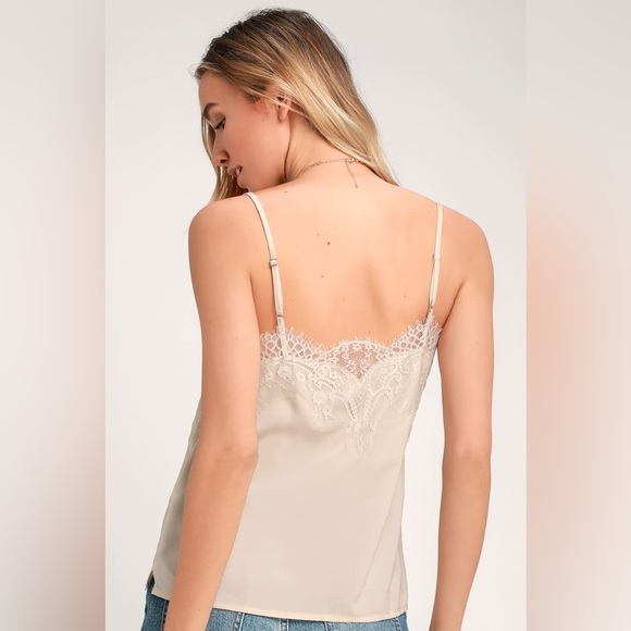 Lulus Maddox Ivory Satin Lace Cami - Picture 2 of 5